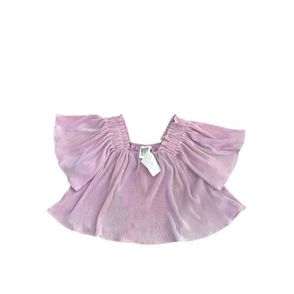 Queen Of Sparkles Kids Flutter Sleeve Shimmer Top Lavender Size Xl NWT - Picture 2 of 4